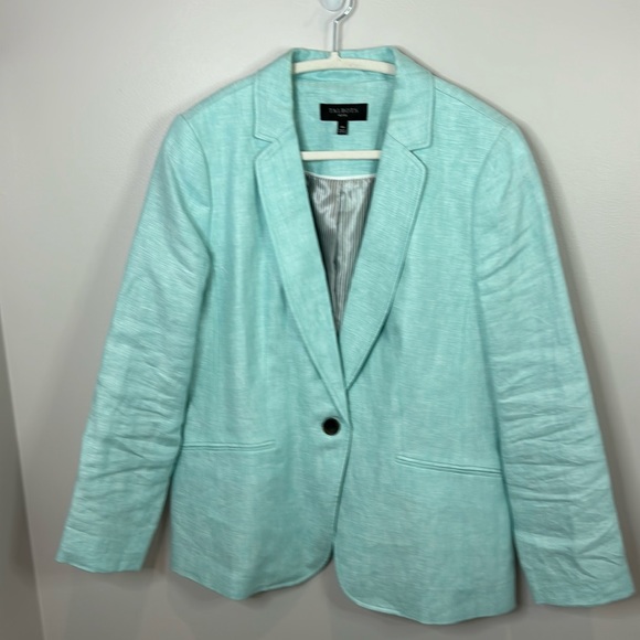 Talbots Jackets & Blazers - 100% Linen Talbots Blazer Women’s 14 petite 14p teal blue green